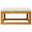 vidaXL tömör akácfa lábtartó krémfehér párnával