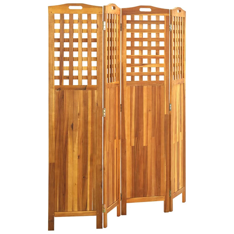 vidaXL 4 paneles tömör akácfa szobaelválasztó 161 x 2 x 170 cm