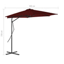 vidaXL bordóvörös kültéri napernyő acélrúddal 300 x 230 cm