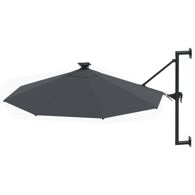 vidaXL antracitszürke fali napernyő LED-ekkel és fémrúddal 300 cm