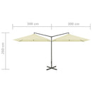 vidaXL homokszínű dupla napernyő acélrúddal 600 x 300 cm