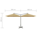 vidaXL tópszínű dupla napernyő acélrúddal 600 x 300 cm