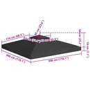 vidaXL fekete kétszintes pavilon-tetőponyva 310 g/m² 3 x 3 m