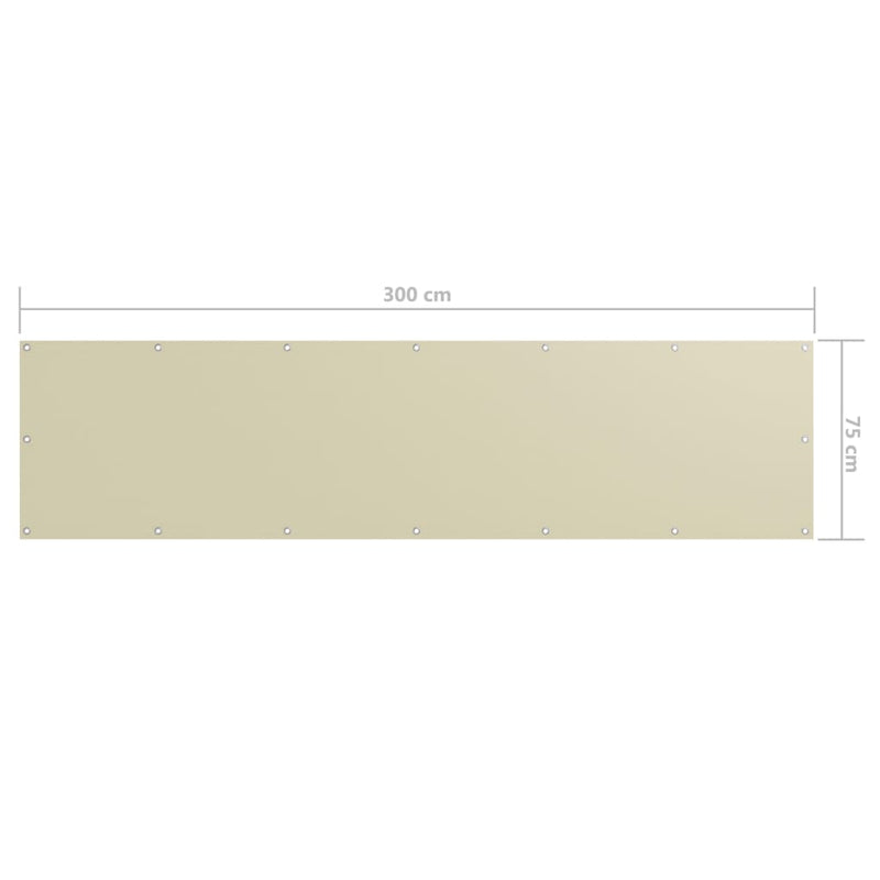 vidaXL krémszínű oxford-szövet erkélynapellenző 75 x 300 cm