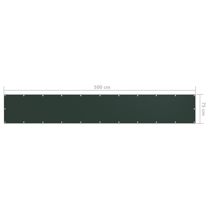 vidaXL sötétzöld oxford-szövet erkélyparaván 75 x 500 cm