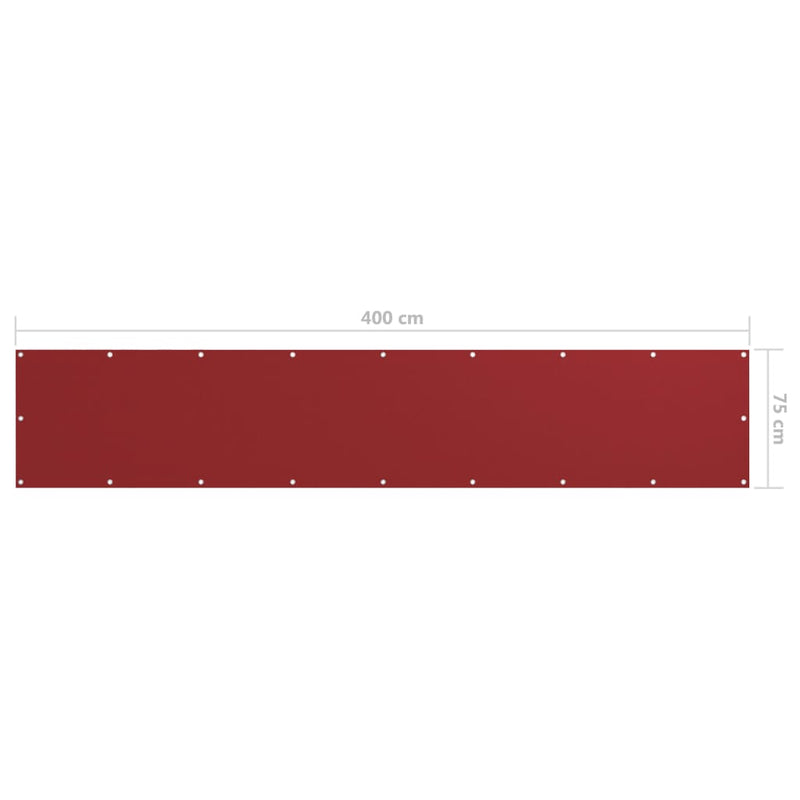 vidaXL piros oxford-szövet erkélyparaván 75 x 400 cm