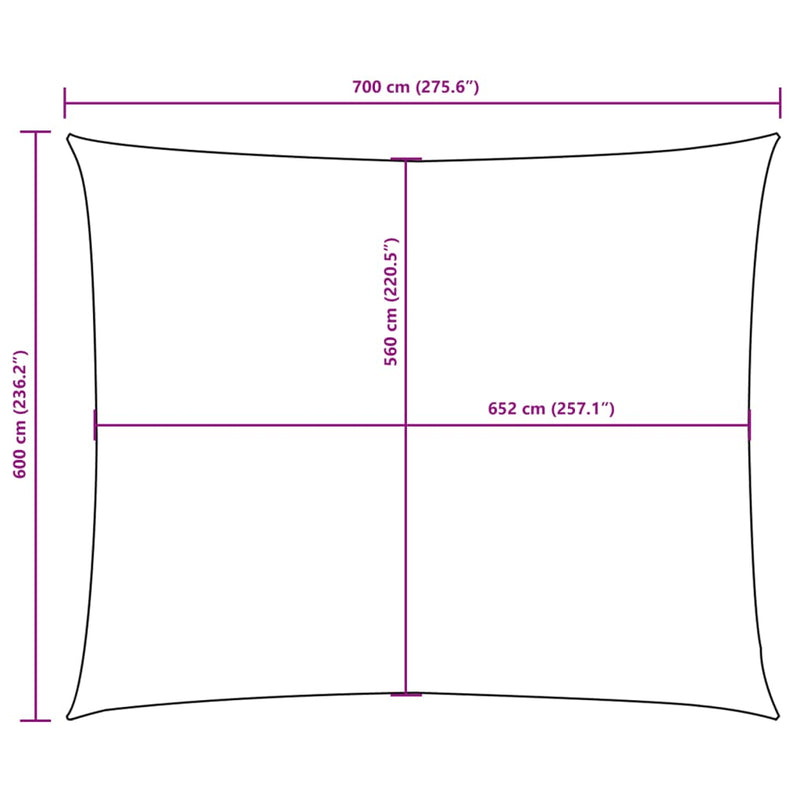 vidaXL bézs téglalap alakú oxford-szövet napvitorla 6 x 7 m