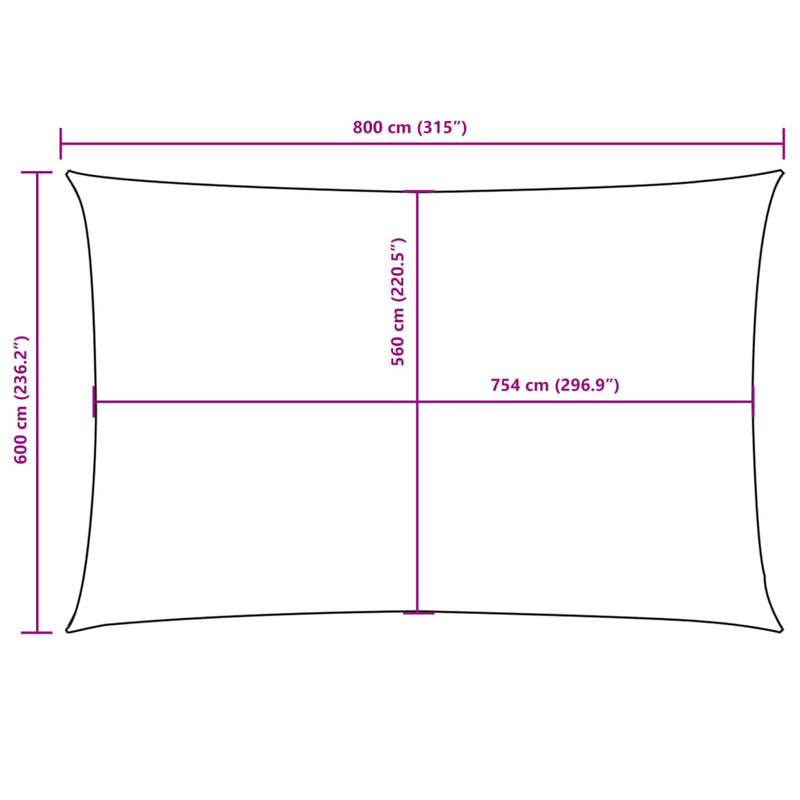 vidaXL bézs téglalap alakú oxford-szövet napvitorla 6 x 8 m