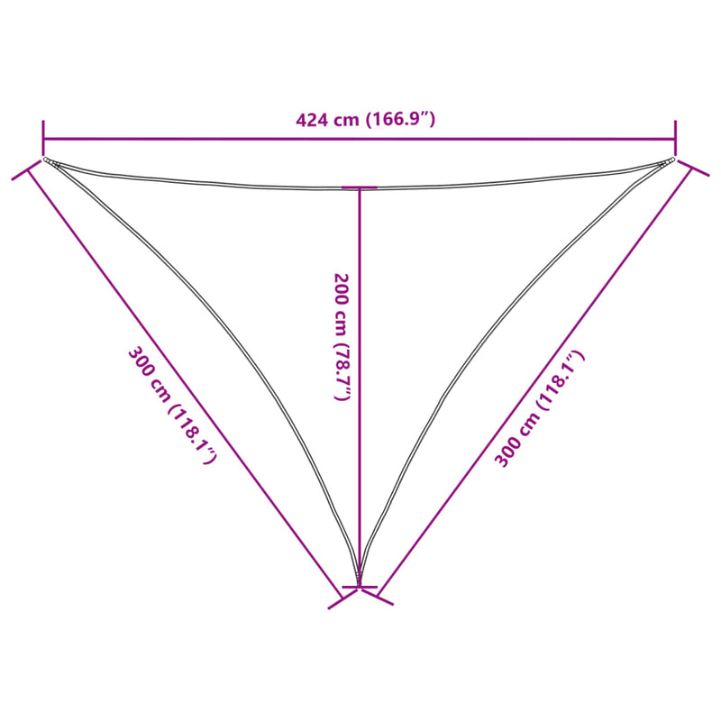 vidaXL bézs háromszög alakú oxford-szövet napvitorla 3 x 3 x 4,24 m