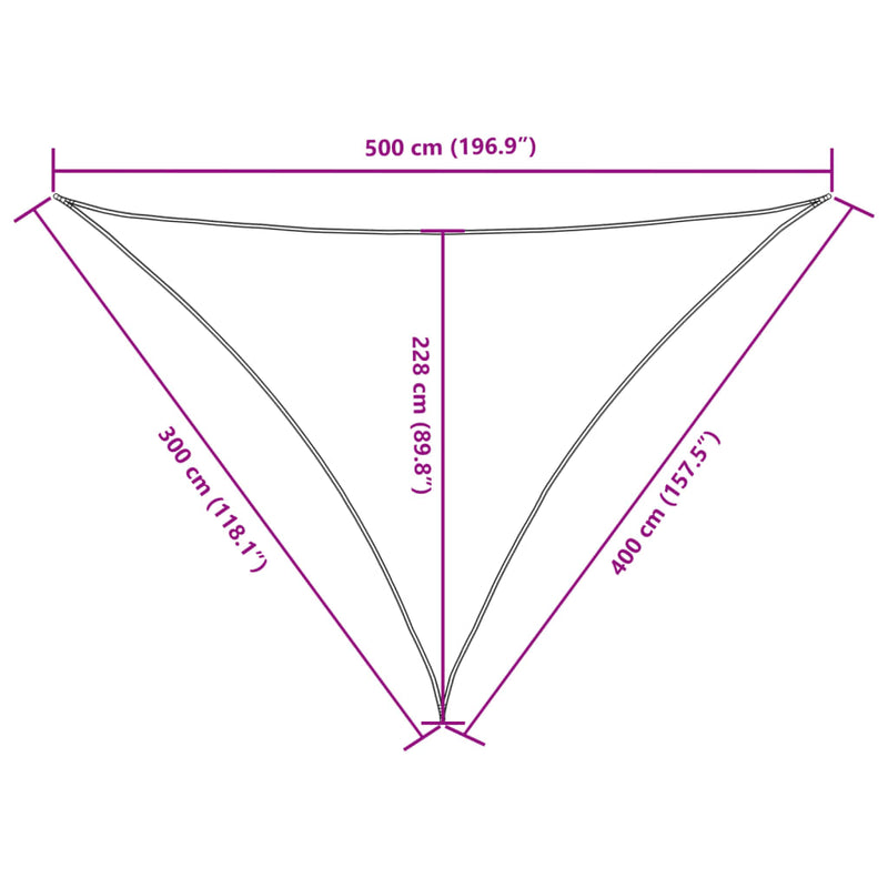 vidaXL bézs háromszögű oxford-szövet napvitorla 3 x 4 x 5 m