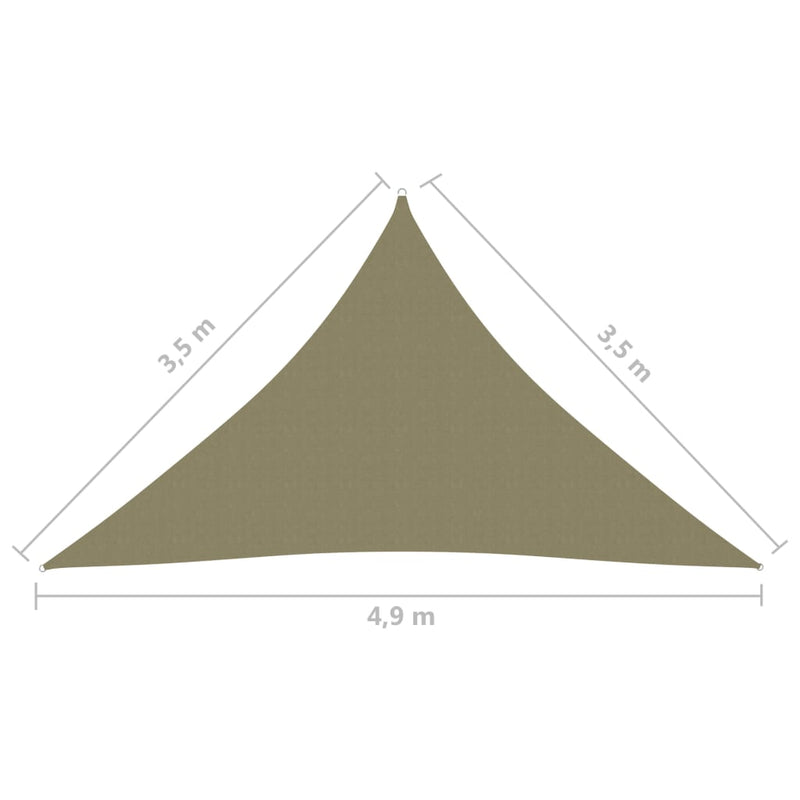 vidaXL bézs háromszögű oxford-szövet napvitorla 3,5 x 3,5 x 4,9 m