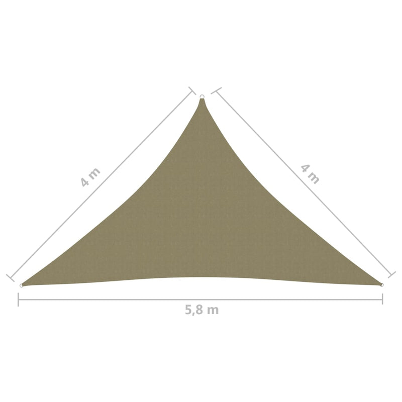 vidaXL bézs háromszög alakú oxford-szövet napvitorla 4 x 4 x 5,8 m