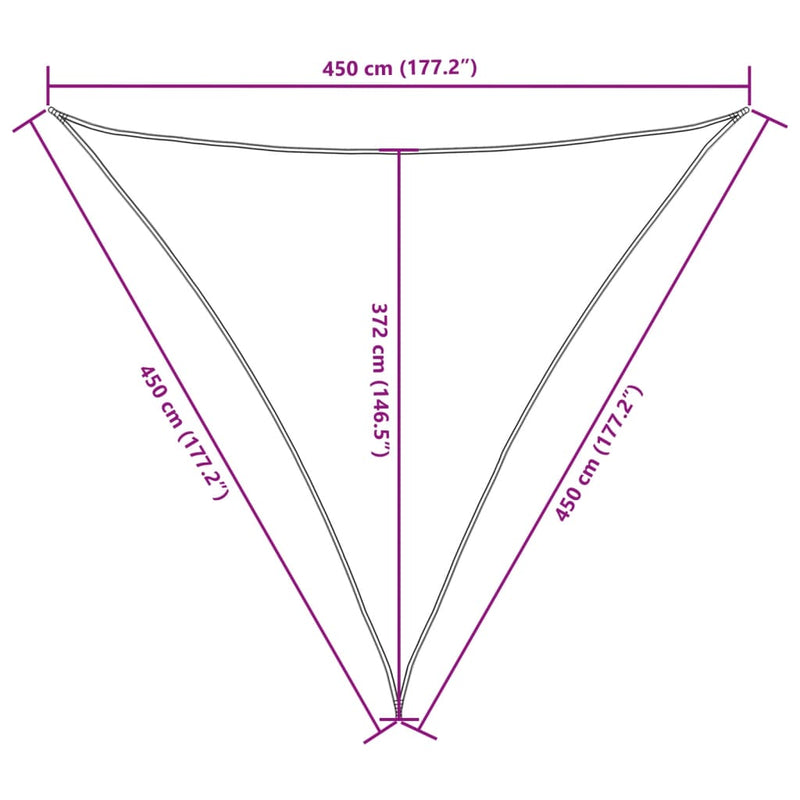 vidaXL bézs háromszögű oxford-szövet napvitorla 4,5 x 4,5 x 4,5 m