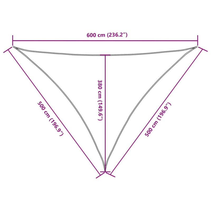 vidaXL bézs háromszögű oxford-szövet napvitorla 5 x 5 x 6 m