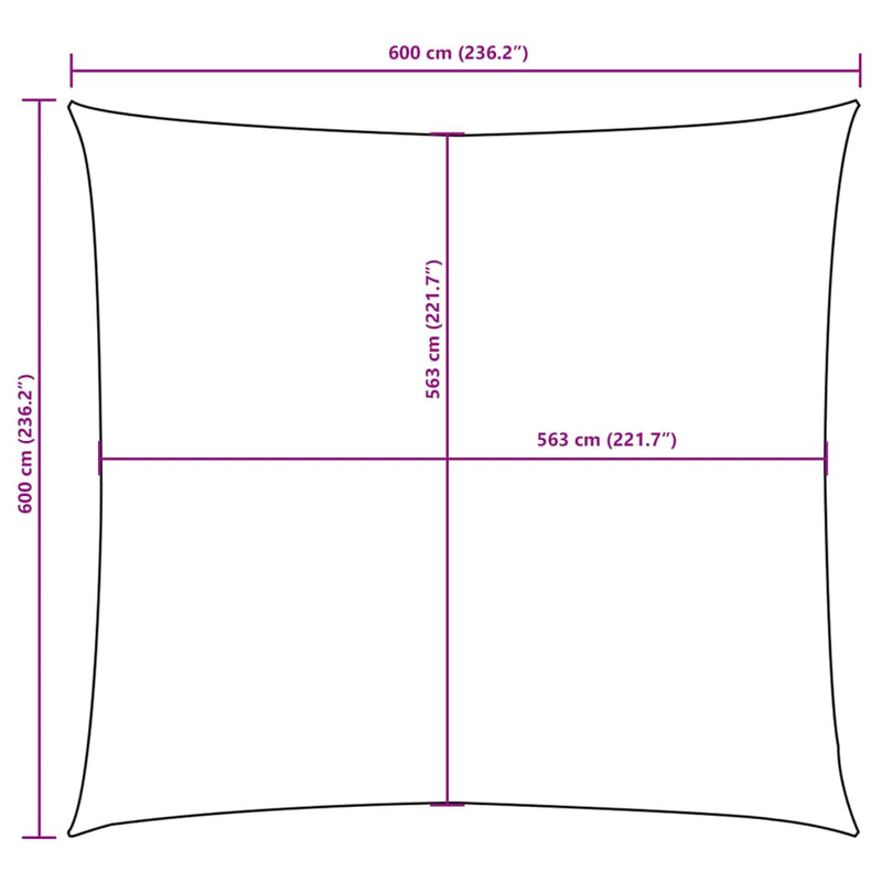 vidaXL krémszínű négyzet alakú oxford-szövet napvitorla 6 x 6 m