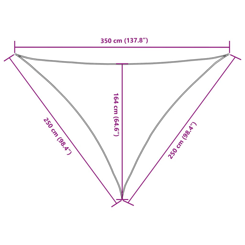 vidaXL krémszínű háromszögű oxford-szövet napvitorla 2,5 x 2,5 x 3,5 m