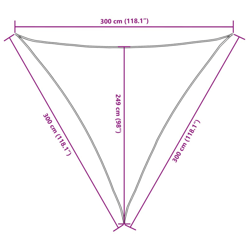 vidaXL krémszínű háromszögű oxford-szövet napvitorla 3 x 3 x 3 m