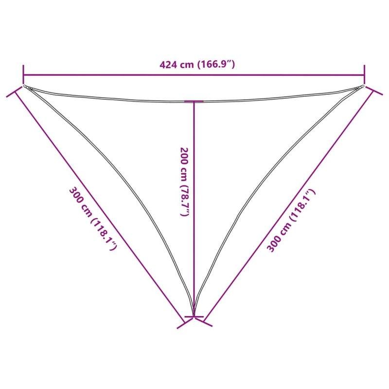 vidaXL krémszínű háromszögű oxford-szövet napvitorla 3 x 3 x 4,24 m