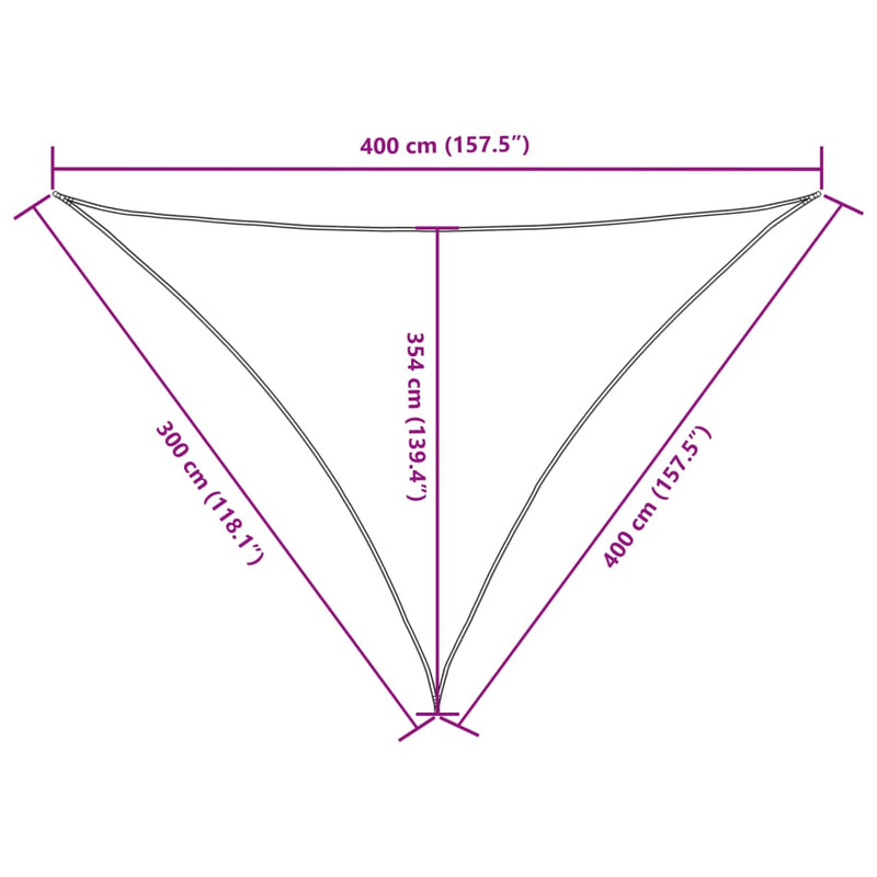 vidaXL krémszínű háromszögű oxford-szövet napvitorla 3 x 4 x 4 m