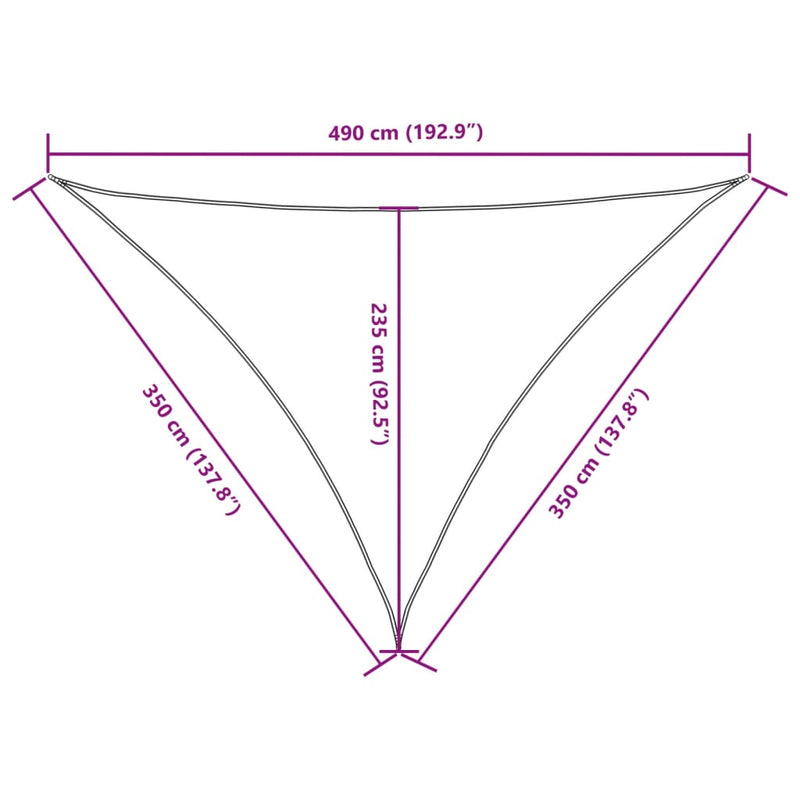 vidaXL krémszínű háromszögű oxford-szövet napvitorla 3,5x3,5x4,9 m