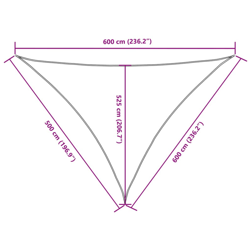 vidaXL krémszínű háromszög alakú oxford-szövet napvitorla 5 x 6 x 6 m