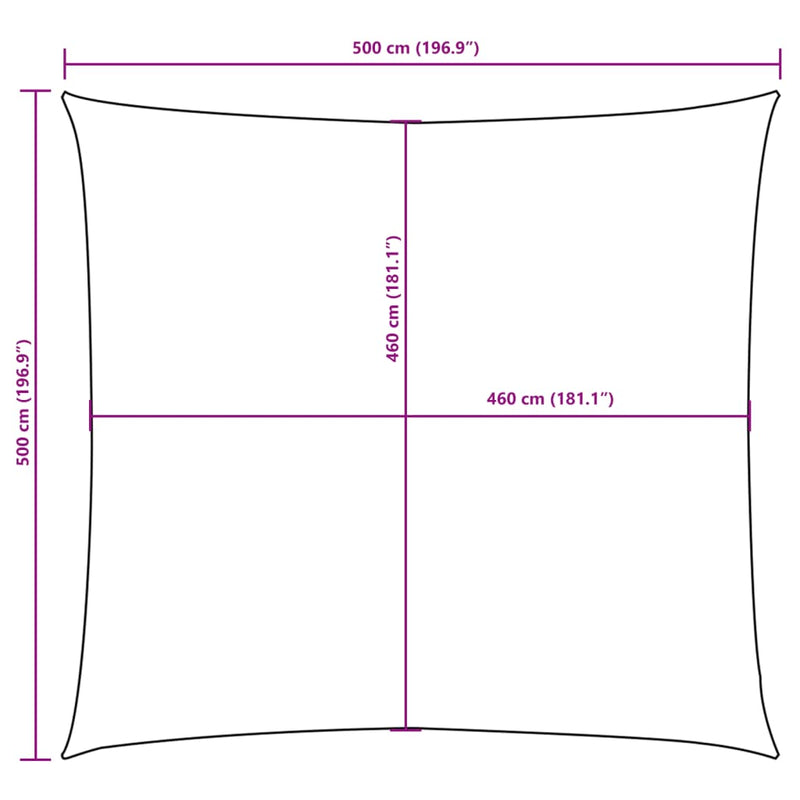 vidaXL fehér négyzet alakú oxford-szövet napvitorla 5 x 5 m