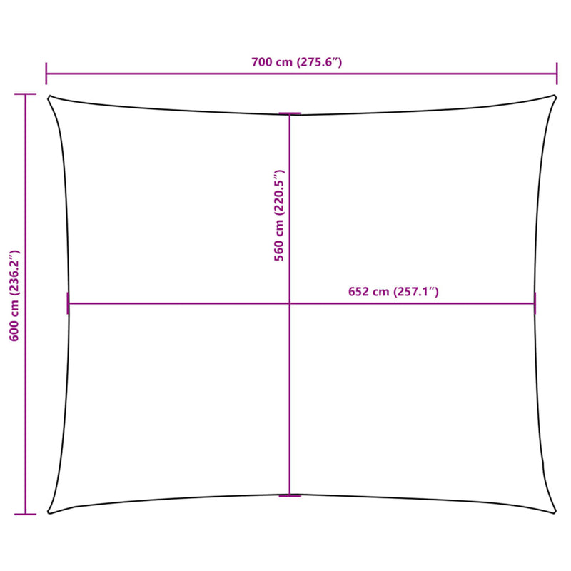 vidaXL fehér téglalap alakú oxford-szövet napvitorla 6 x 7 m