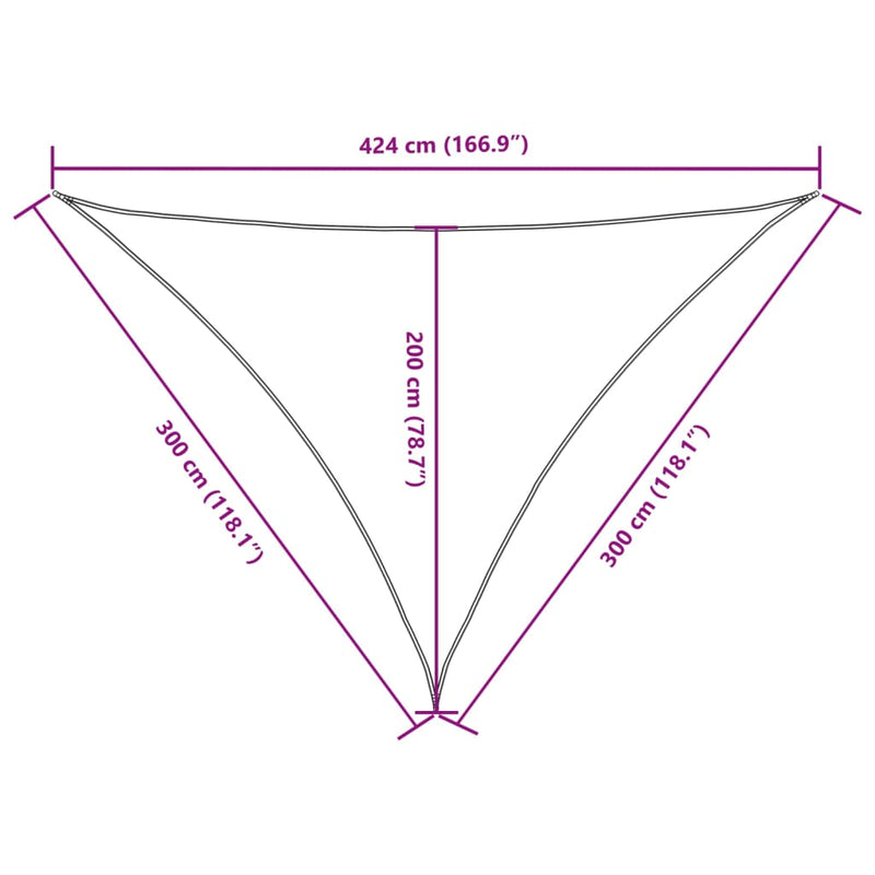 vidaXL fehér háromszögű oxford-szövet napvitorla 3 x 3 x 4,24 m