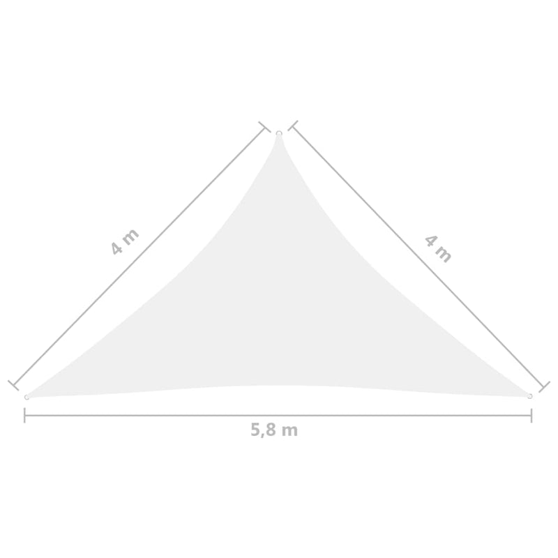 vidaXL fehér háromszög alakú oxford-szövet napvitorla 4 x 4 x 5,8 m