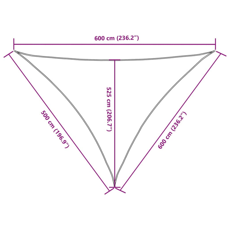 vidaXL fehér háromszög alakú oxford szövet napvitorla 5 x 6 x 6 m