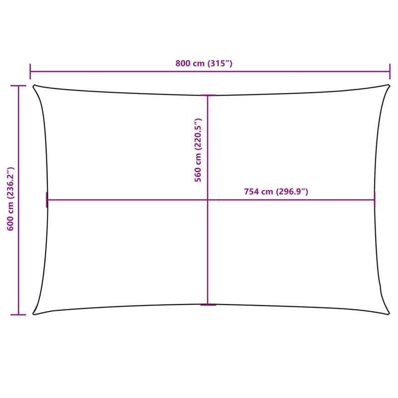 vidaXL fehér téglalap alakú oxford-szövet napvitorla 6 x 8 m