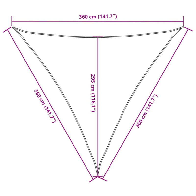 vidaXL tópszínű háromszögű oxford-szövet napvitorla 3,6 x 3,6 x 3,6 m
