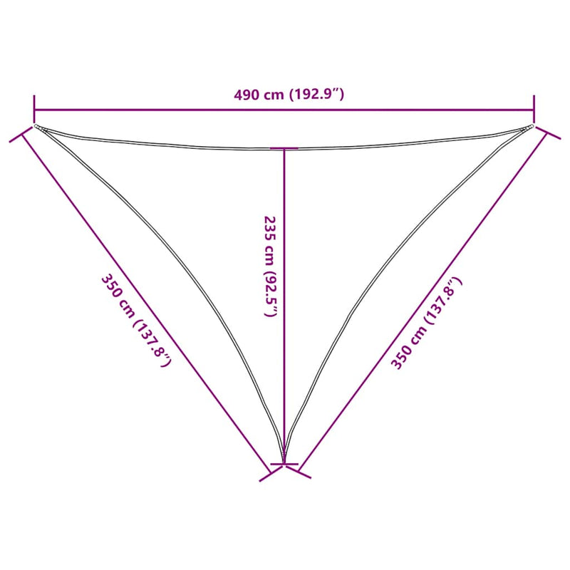 vidaXL tópszínű háromszögű oxford-szövet napvitorla 3,5 x 3,5 x 4,9 m