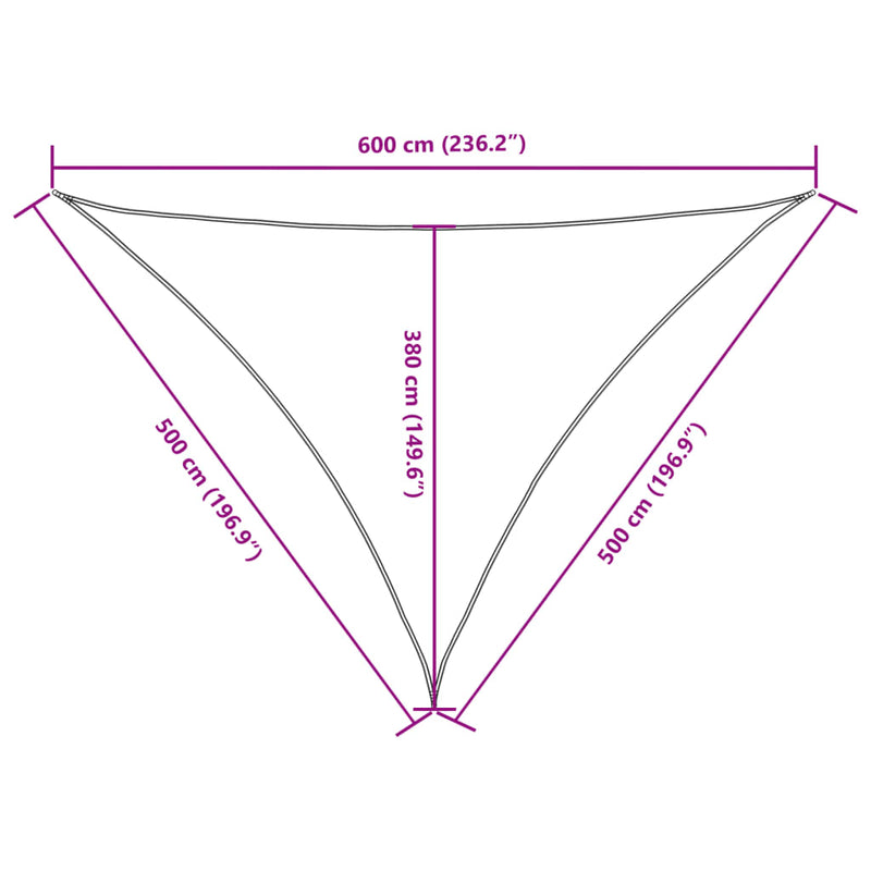 vidaXL tópszínű háromszögű oxford-szövet napvitorla 5 x 5 x 6 m