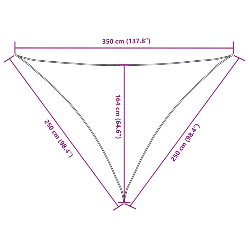 vidaXL kék háromszögű oxford-szövet napvitorla 2,5 x 2,5 x 3,5 m