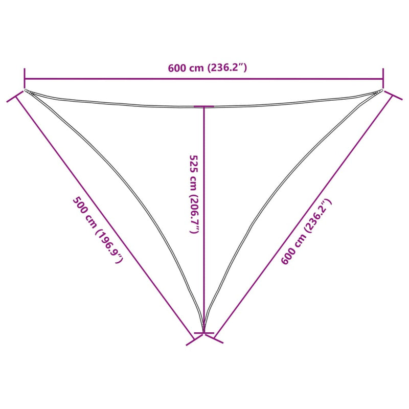 vidaXL kék háromszög alakú oxford-szövet napvitorla 5 x 6 x 6 m