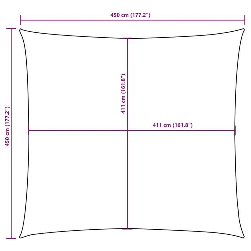 vidaXL sárga négyzet alakú oxford-szövet napvitorla 4,5 x 4,5 m