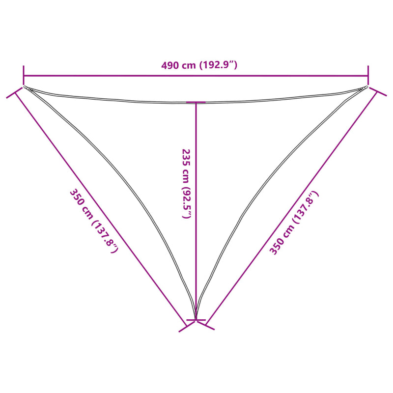 vidaXL sárga háromszögű oxford-szövet napvitorla 3,5 x 3,5 x 4,9 m