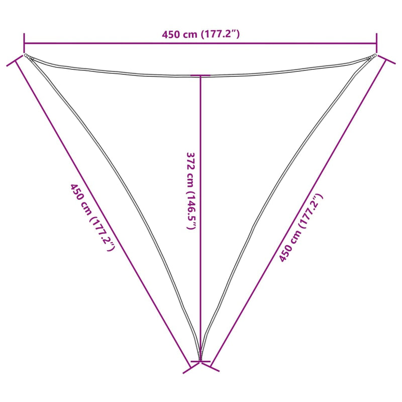 vidaXL sárga háromszögű oxford-szövet napvitorla 4,5 x 4,5 x 4,5 m