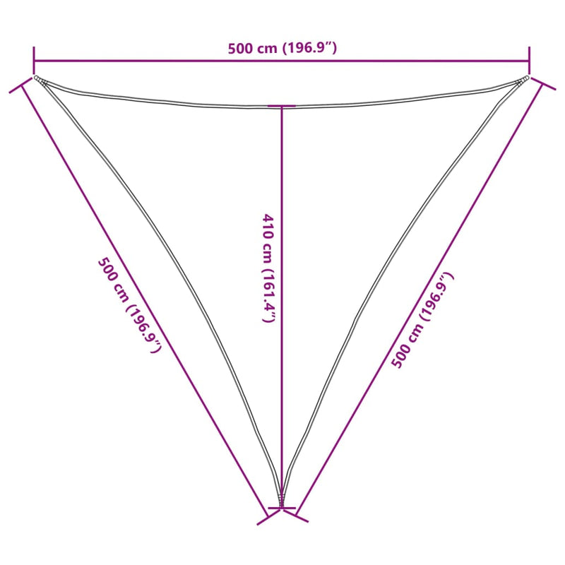 vidaXL sárga háromszögű oxford-szövet napvitorla 5 x 5 x 5 m