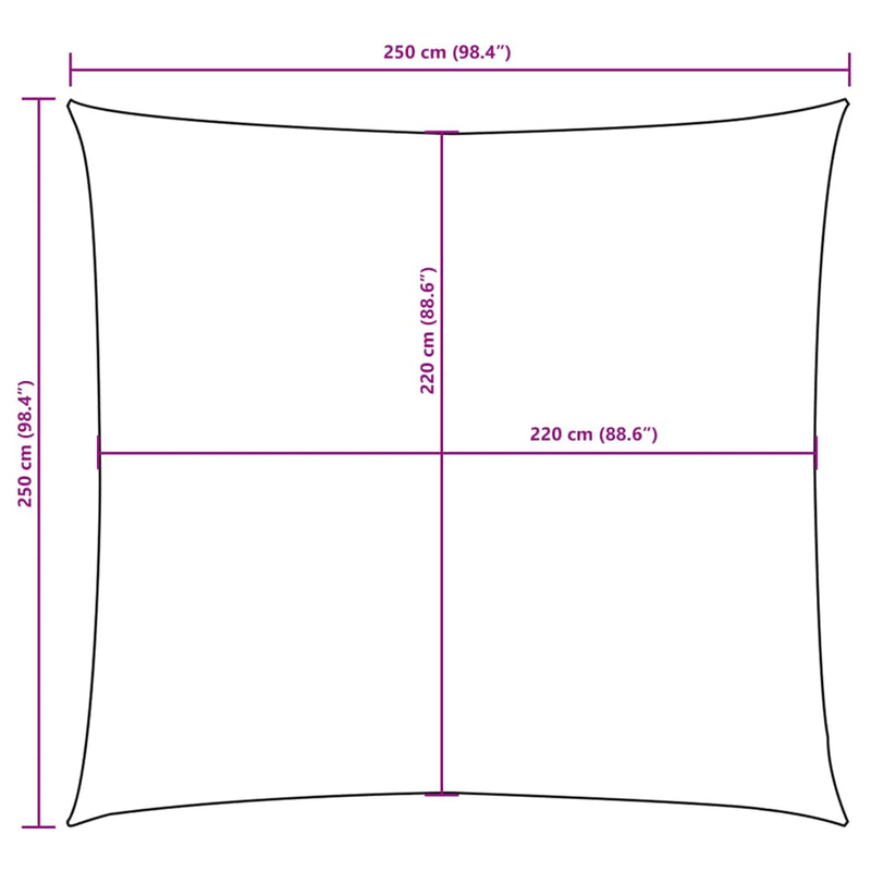 vidaXL piros négyzet alakú oxford-szövet napvitorla 2,5 x 2,5 m