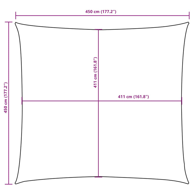 vidaXL piros négyzet alakú oxford-szövet napvitorla 4,5 x 4,5 m