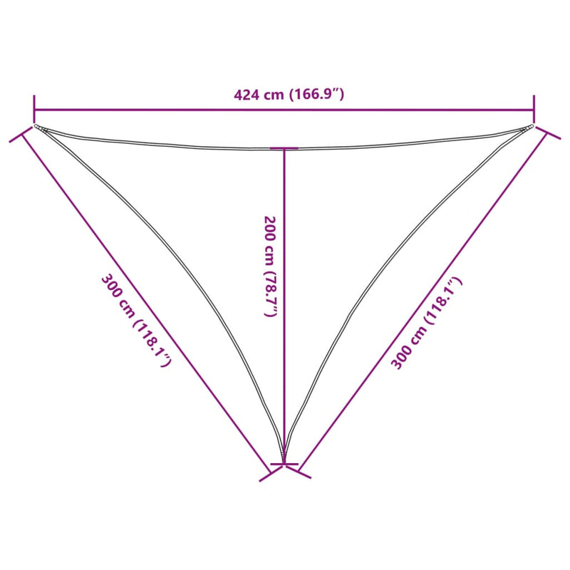 vidaXL piros háromszög alakú oxford-szövet napvitorla 3 x 3 x 4,24 m