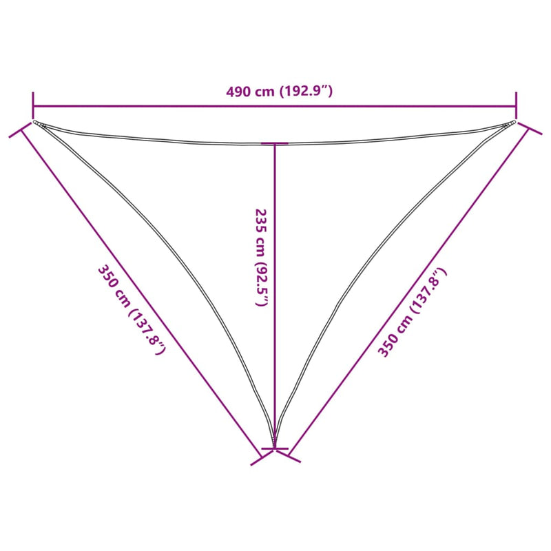 vidaXL piros háromszögű oxford-szövet napvitorla 3,5 x 3,5 x 4,9 m