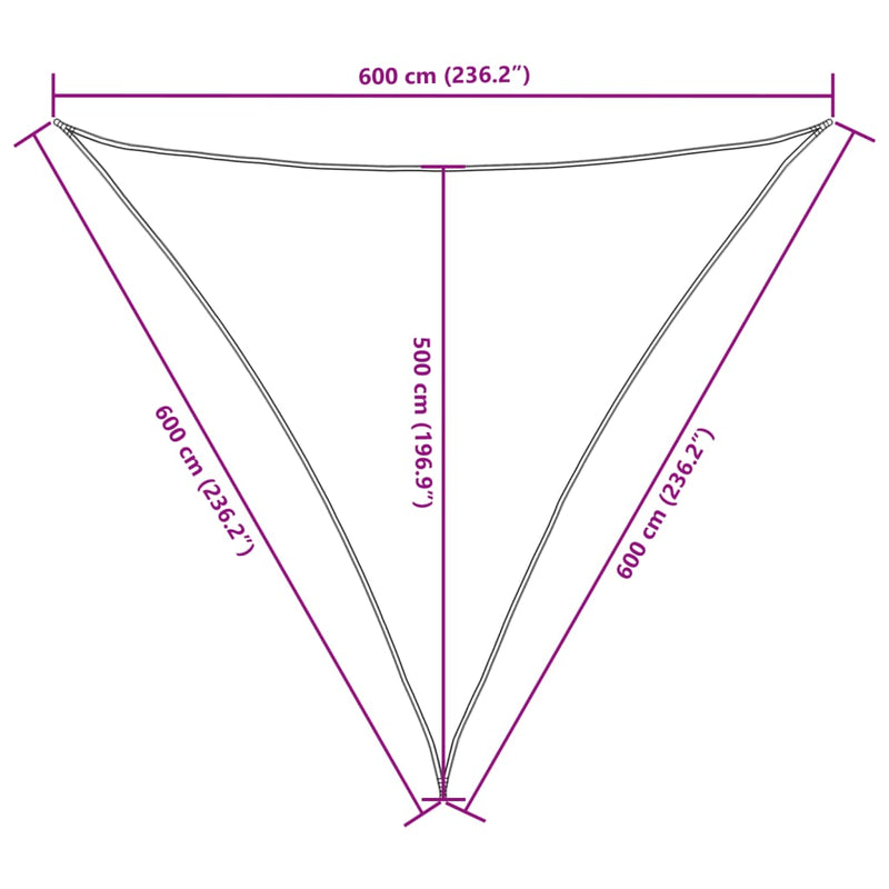 vidaXL piros háromszög alakú oxford-szövet napvitorla 6 x 6 x 6 m