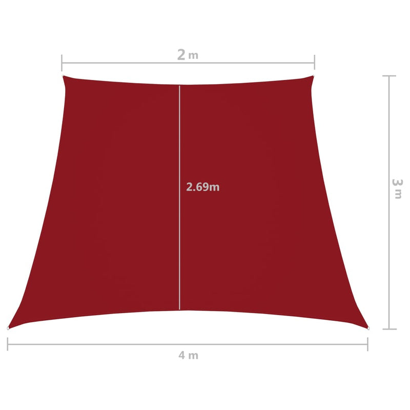 vidaXL piros trapéz alakú oxford-szövet napvitorla 2/4 x 3 m