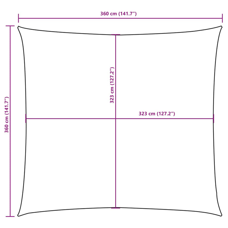 vidaXL narancssárga négyzet alakú oxford-szövet napvitorla 3,6 x 3,6 m
