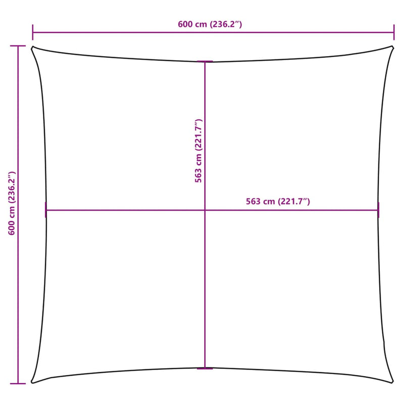 vidaXL narancssárga négyzet alakú oxford-szövet napvitorla 6 x 6 m