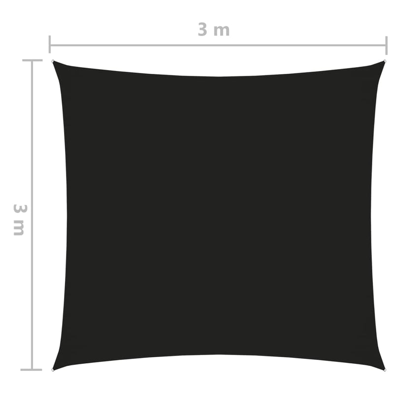 vidaXL fekete négyzet alakú oxford-szövet napvitorla 3 x 3 m