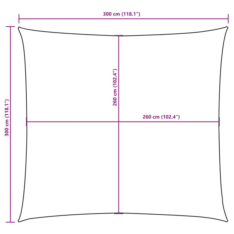 vidaXL fekete négyzet alakú oxford-szövet napvitorla 3 x 3 m